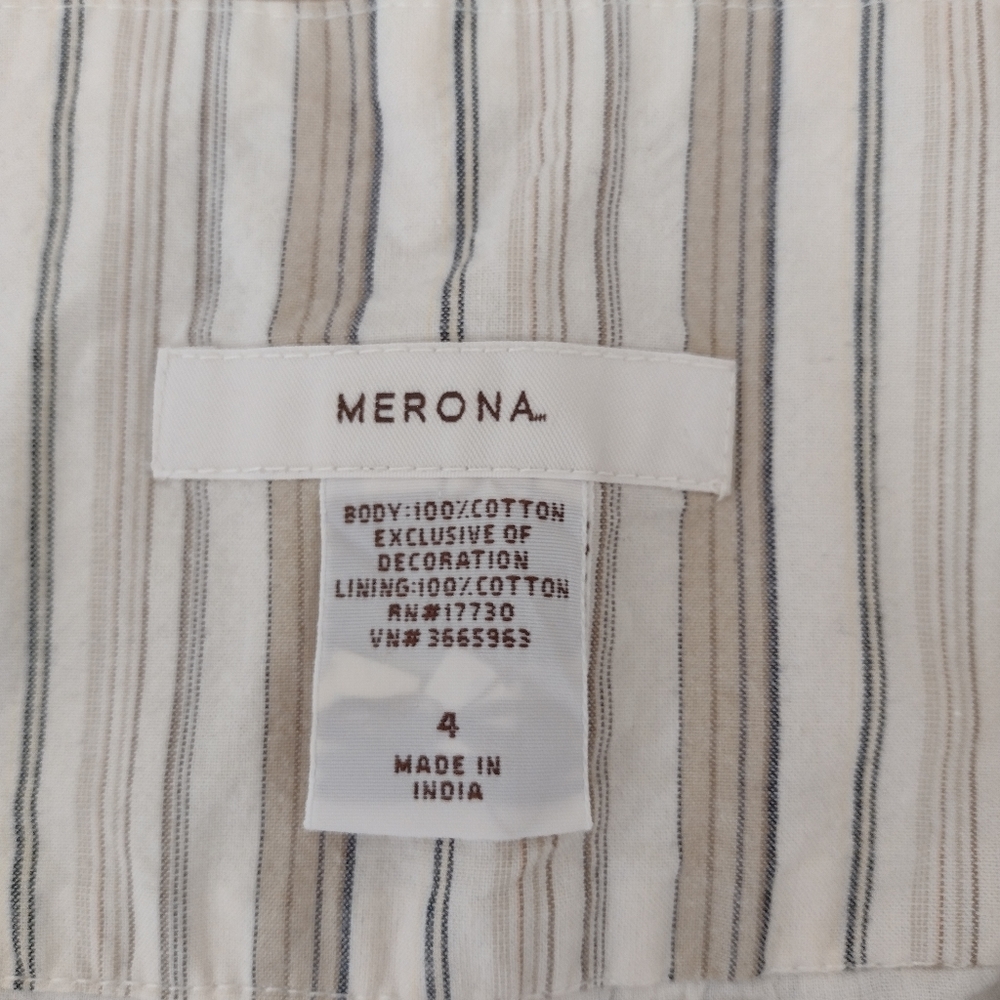 Merona Vintage Tan Floral A-line Cotton Skirt w/ Embroidery Size 4 - Picture 4 of 9